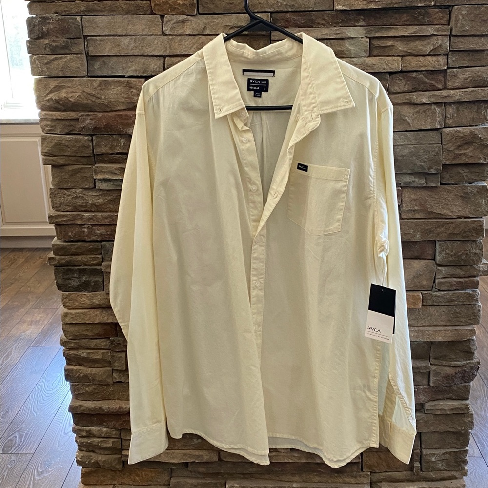 RVCA Pale Yellow Button Down Shirt